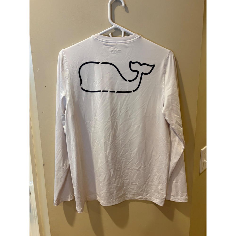 Vineyard Vines Kids White Long Sleeve Whale Logo Performance Rash Guard XL 18